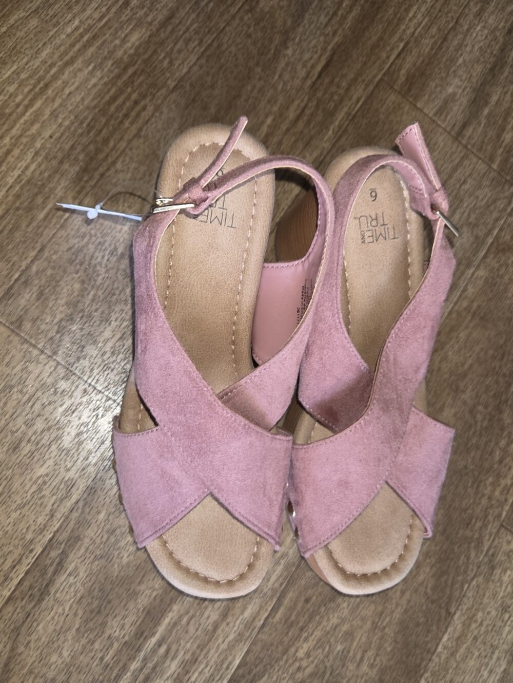 Time and Tru Pink Suede Clogs Crossover Slingback Sandals